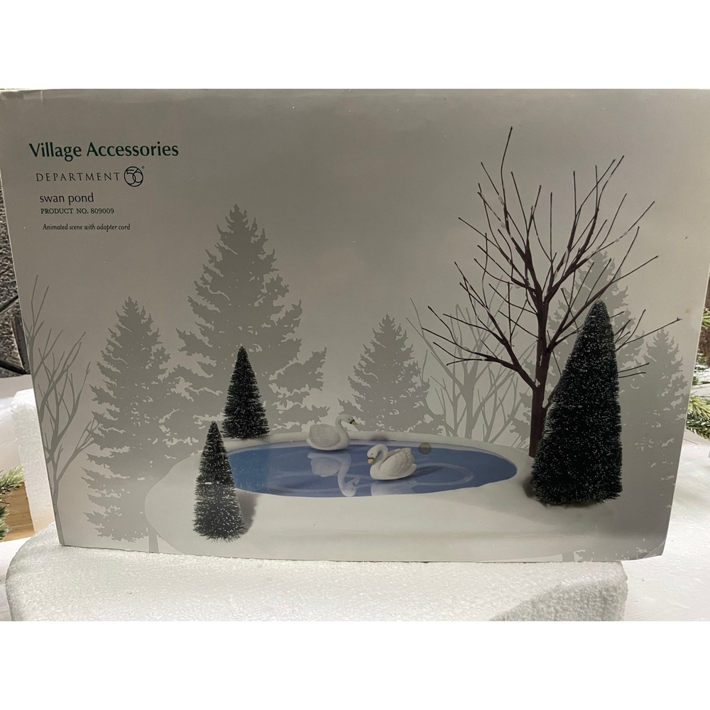 Department 56 Village SWAN POND Animated Scene 809009 Christmas